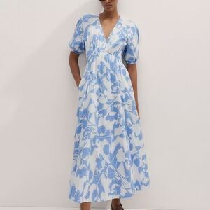 Me+Em Cheesecloth Tulip Print Midi Dress US Sz 8 NWT
